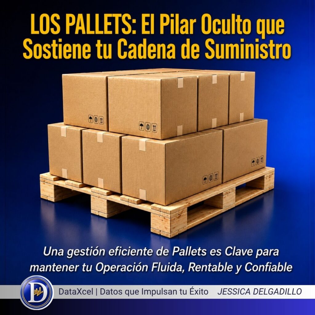 Pallets utilizados en almacén logístico para almacenamiento, despacho y transporte de productos.