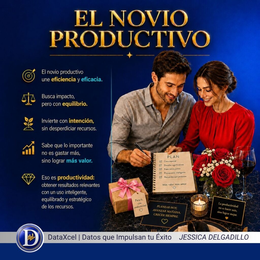 Novio productivo combinando eficiencia y eficacia para lograr mejores resultados.