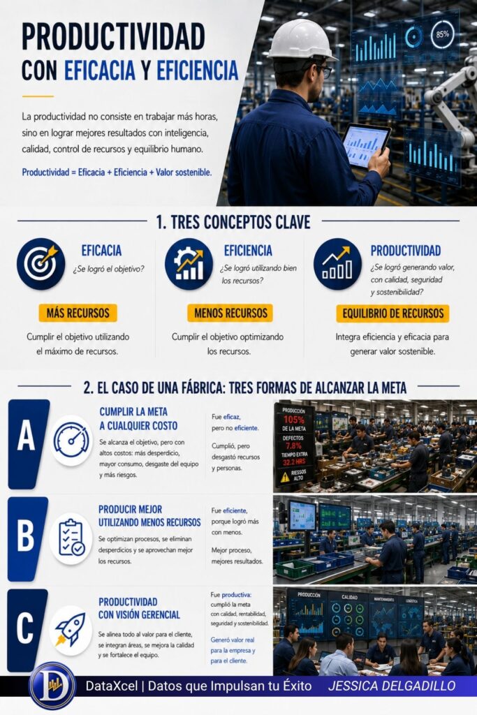 Productividad empresarial con eficiencia y eficacia.