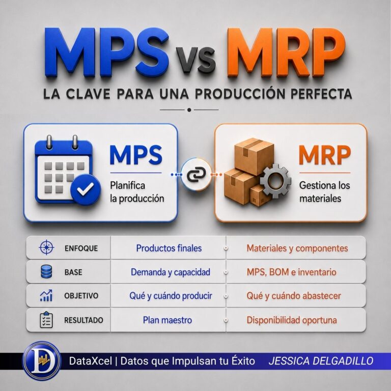 Ilustración sobre MPS y MRP aplicada a la planificación de producción y requerimientos de materiales en una fábrica de chocolates.