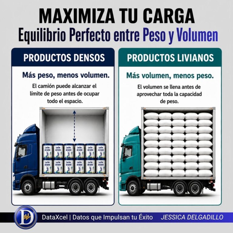 Optimización de carga en transporte logístico para equilibrar peso, volumen y seguridad en cada viaje.
